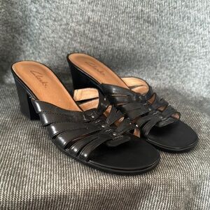 Clarks Women's Black Block Heel Sandals